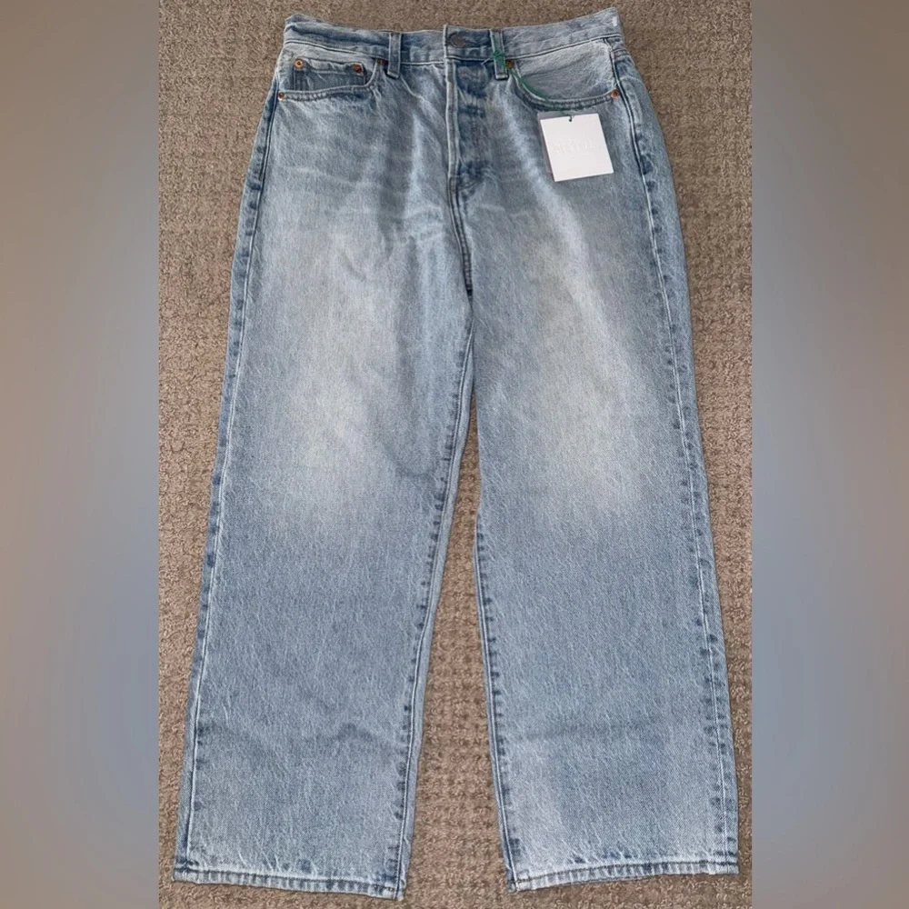 Pistola Cassie Crop High Rise Straight light blue Jeans Size 29 Radiant Wash NWT - Picture 1 of 9